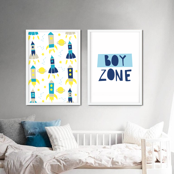 Набір із двох постерів для дитячої кімнати "BOY ZONE" 2 розміри (01794) 01794 (A3) фото