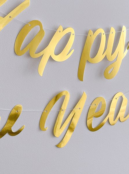 Фігурна новорічна золота гірлянда Happy New Year (H107) H107 фото