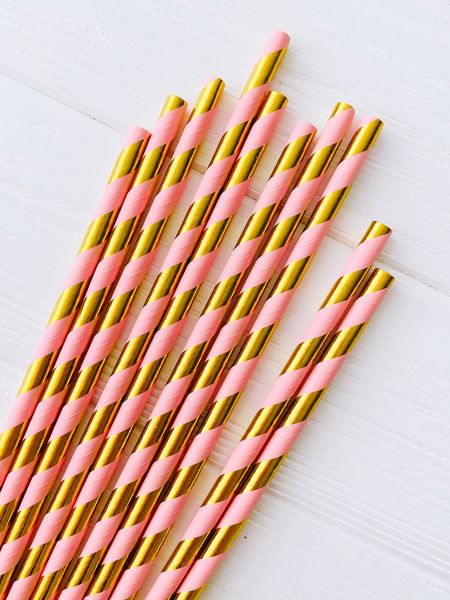 Бумажные трубочки "Pink gold stripes" 10 шт (0205651) 0205651 фото
