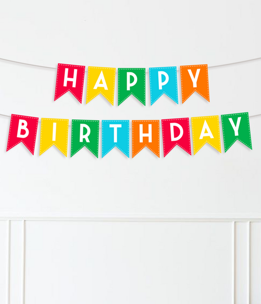 Бумажная гирлянда-флажки разноцветная "Happy Birthday!" (02951) 02951 фото