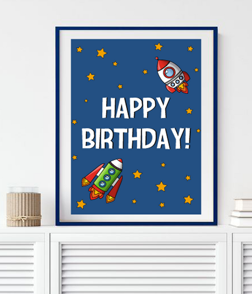 Постер на день рождения в стиле Космос "Ракеты" 2 размера (02928) 02928 (А4) фото