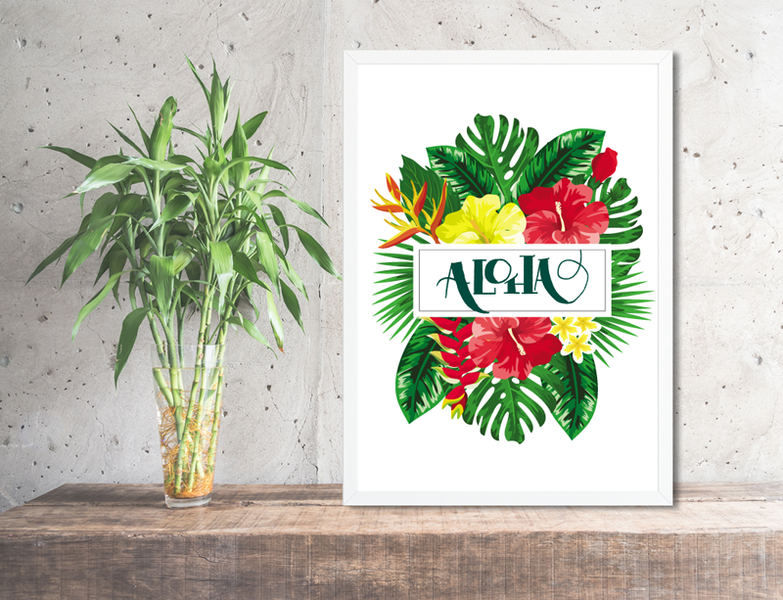 Постер для гавайской вечеринки "Aloha" 2 размера (03442) 03442 фото