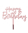 Топпер для торта "Happy birthday" рожеве золото (T-115)