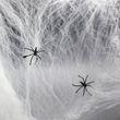 Паутина "Spider Webs" для Хэллоуина с двумя пауками белая (T77)