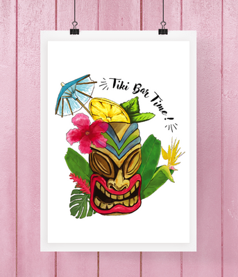 Плакат для гавайської вечірки Tiki Bar Time! (2 розміри) 03462 фото