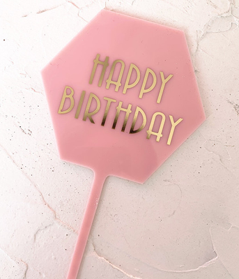 Топпер для торта "Happy birthday" розовый (B-917) B-917 фото