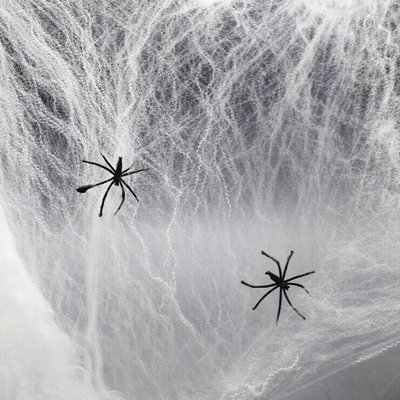 Павутина "Spider Webs" для Хелловіна з двома павуками біла (T77) T77 фото