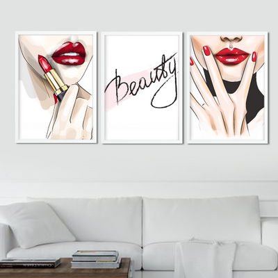 Набір постерів для салону краси "Beauty" 3 шт 2 розміри без рамок (S50390) S50390 фото