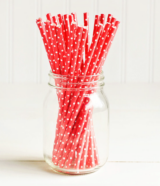 Бумажные трубочки "Red white dots" (10 шт.) straws-28 фото