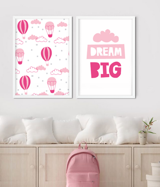 Набір із двох постерів для дитячої кімнати дівчинки "DREAM BIG" 2 розміри (01798) 01798 (А3) фото