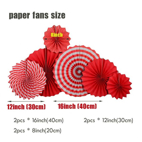 Набор бумажных вееров "Red mix" (6 шт.) F-006 фото