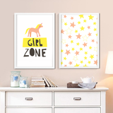 Набір із двох постерів для дитячої кімнати дівчинки "GIRL ZONE" 2 розміри (01795) 01795 (А3) фото