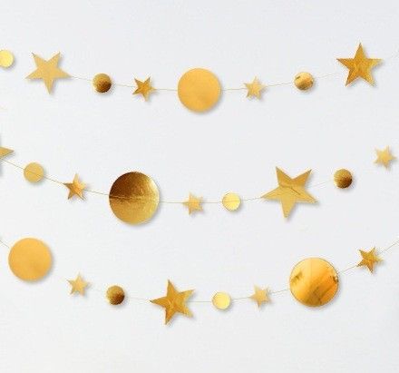 Паперова гірлянда "Золоті зірки та круги" 4 метри (40-13) 40-13 фото