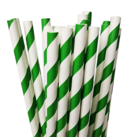 Паперові трубочки "Green white stripes"  (10 шт.) straws-34 фото