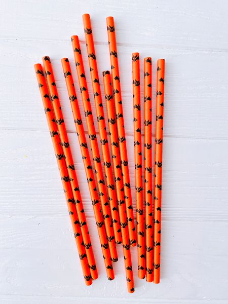 Бумажные трубочки оранжевые с летучими мышами на Хэллоуин 10 шт (034502) 034503 фото