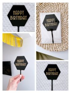 Топпер для торта "Happy birthday" черный (B9151) B9151 фото
