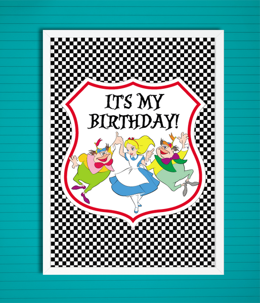 Постер для свята Аліса в країні чудес "It's My Birthday" 2 розміри (01654) 01654 фото