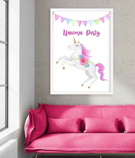Постер для праздника c единорогом "Unicorn Party" 2 размера (041114) 041114 (А3) фото