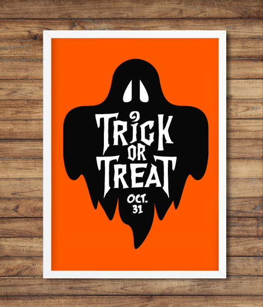 Постер на Хелловін "Trick or Treat" з привидом 2 розміри (03299) 03299 фото