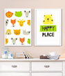 Набір із двох постерів для дитячої кімнати з тваринами "HAPPY PLACE" 2 розміри (01796)