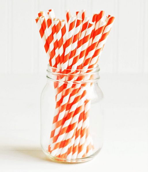 Бумажні трубочки Orange white stripes (10 шт.) 02611 фото