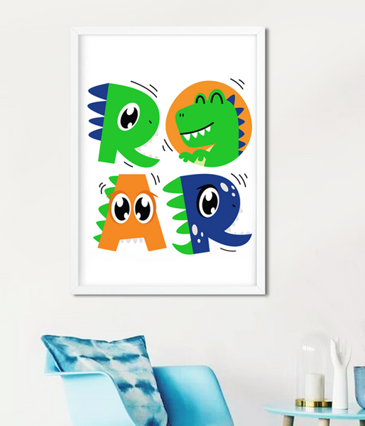 Постер для дитячого свята з динозаврами "ROAR" 2 розміри без рамки (04074) 04074 фото