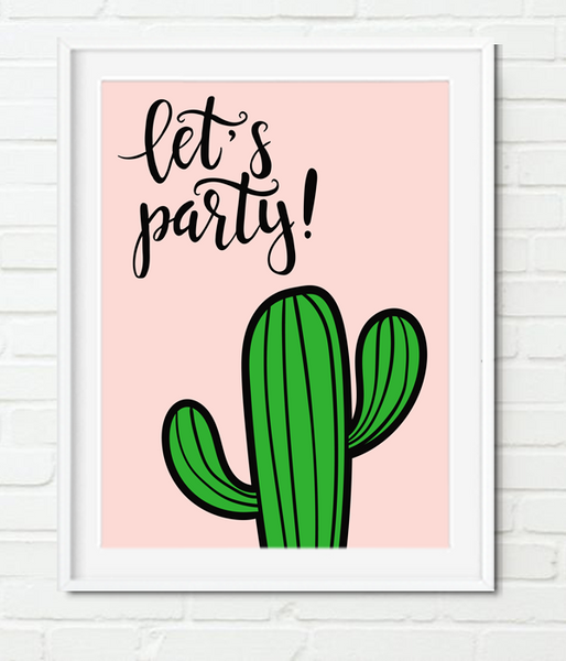 Постер с кактусом "Let's Party!" 2 размера (03176) 03176 фото