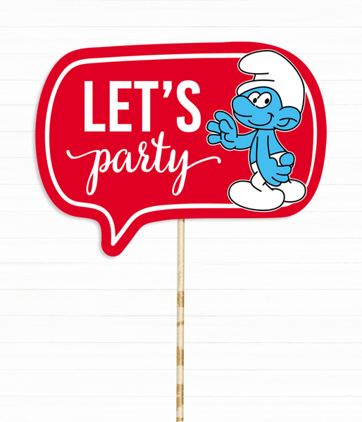 Табличка для фотосессии со Cмурфиком "Let's Party" (S507) S507 фото