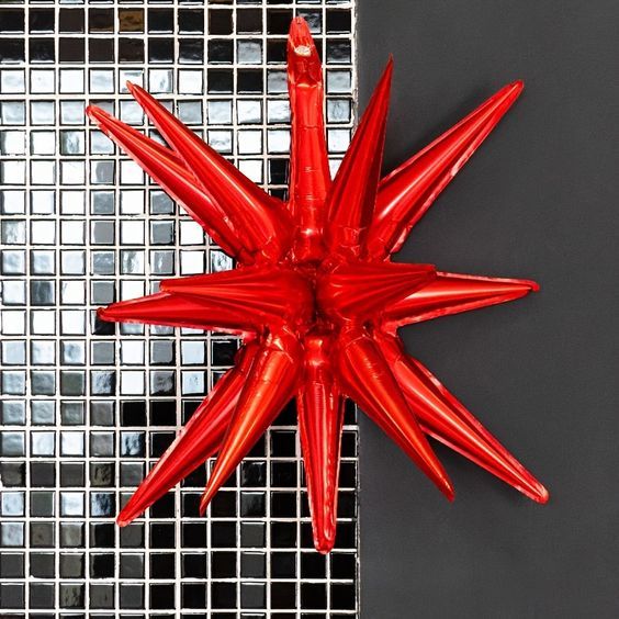 Новогодний воздушный фольгированный шар 3D звезда красная 55 см (N339800) N339800 фото
