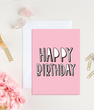 Открытка на день рождения "Happy birthday" розовая (02192)