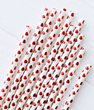 Бумажные трубочки с сердечками "White red foil hearts" 10 шт (0205655)