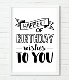 Постер на день народження "Happiest of Birthday wishes to you" 2 розміри (02105) 02105 фото