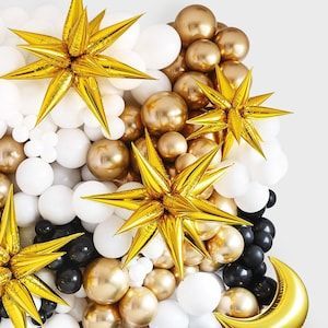 Новогодний воздушный фольгированный шар 3D звезда золотая 55 см (N329800) N329800 фото