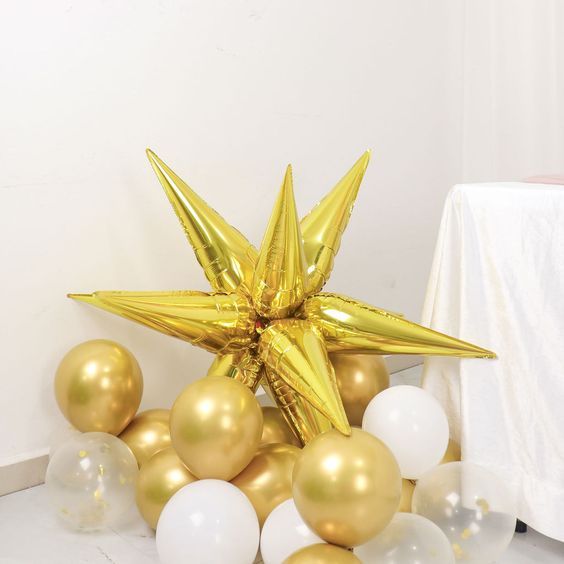 Новорічна повітряна фольгована куля 3D зірка золота 55 см (N329800) N329800 фото