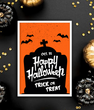 Декор-постер на Хэллоуин с надгробьем Happy Halloween 2 размера (H032960)