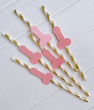 Трубочки з пенісами на дівич-вечір рожево-золоті 5 шт (H013)
