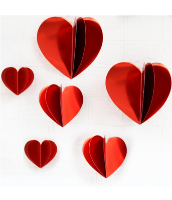 3D гірлянда із дзеркальних сердечок червона (2 метри) VD-345 фото