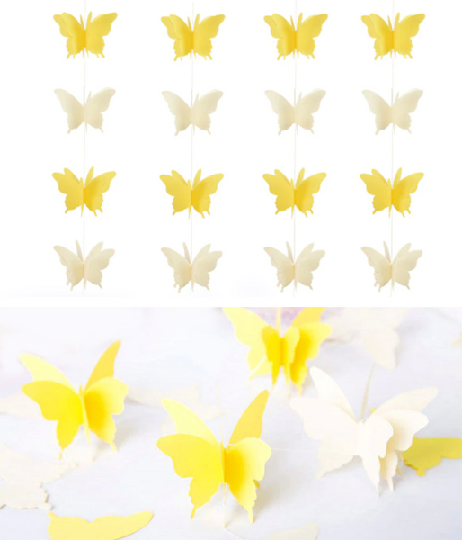 Гірлянда "3D Метелики" жовті та білі 20 шт 3 метри (B117) B117 фото
