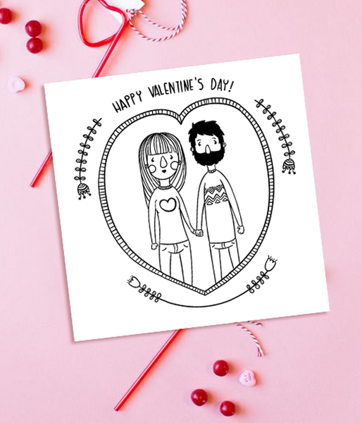 Хипстерская открытка на день влюбленных "Happy Valentine's Day" (01609) 01609 фото