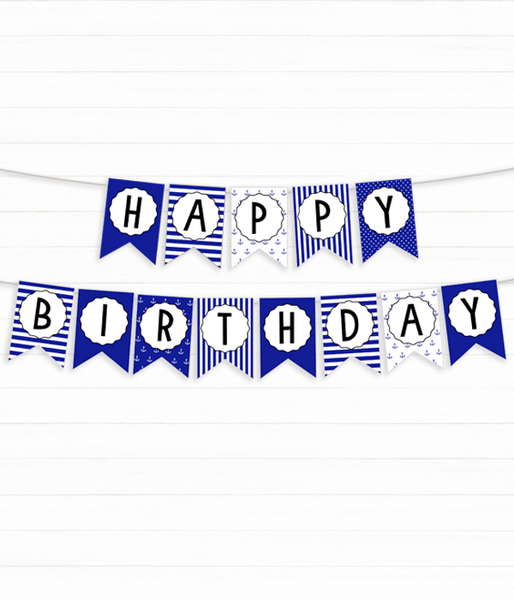 Паперова гірлянда "Happy Birthday" у морському стилі (01952) 01952 фото
