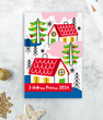 Красива новорічна листівка з будиночками "З Новим Роком 2024" (043405)
