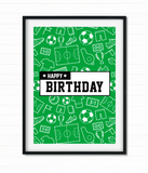 Постер для футбольной вечеринки Happy Birthday 2 размера без рамки (F70079) F70079 (A3) фото