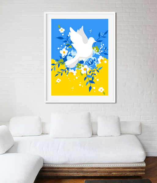 Декор для интерьера - постер с украинской символикой "Голубь мира" 2 размера (021147) 021147 фото