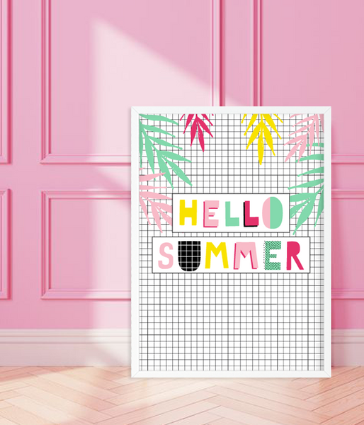 Постер для прикраси вечірки "Hello Summer" 2 розміри без рамки (088820) 088820 (А3) фото