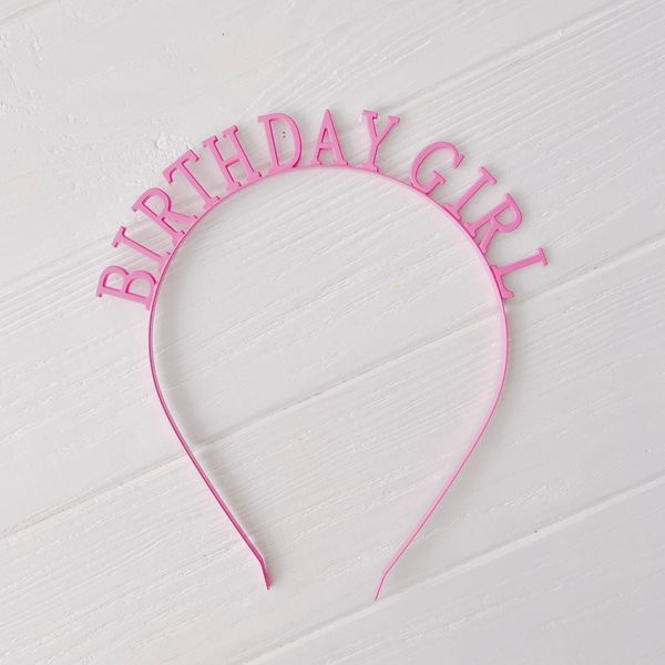 Обруч для іменинниці ніжно рожевий Birthday Girl метал (BG162023) BG162023 фото