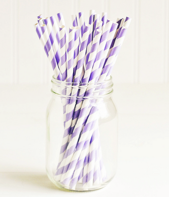 Бумажные трубочки "Lavender white stripes" (10 шт.) straws-51 фото