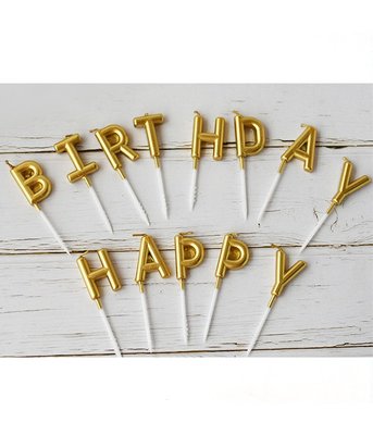 Свечи для торта золотые "Happy Birthday" CANDLES-1 фото