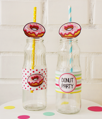 Набор наклеек на бутылки и трубочек "Donuts" 03240 фото