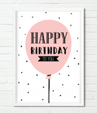 Постер с воздушным шариком "Happy Birthday" (2 размера) 02100 фото