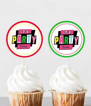 Топпери для капкейків на вечірку "It's Party Time" (10 шт.) 02251 фото